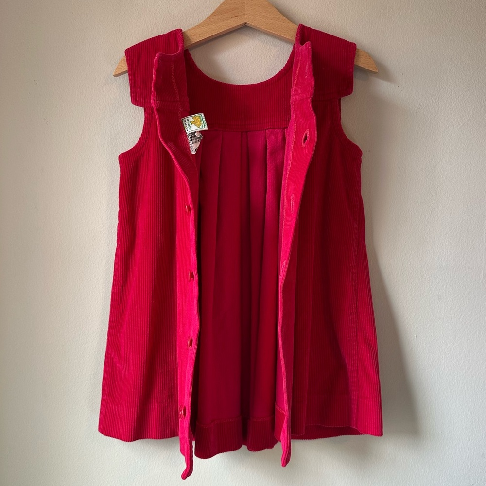 Mine Alone Raspberry Corduroy Pleated Pinafore Dress Size 4T - Picture 10 of 16